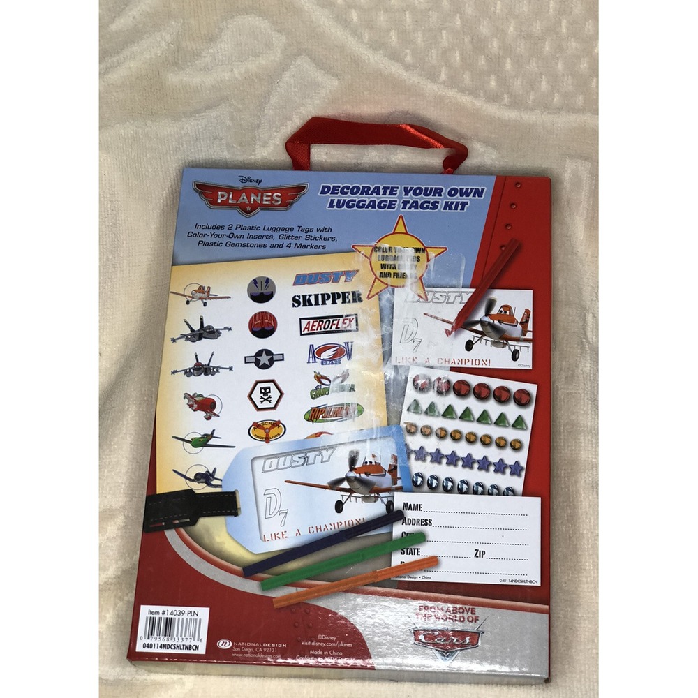 Disney Planes Decorate Your Own Luggage Tags Kit Dusty Crophopper Craft Set New - Picture 2 of 2